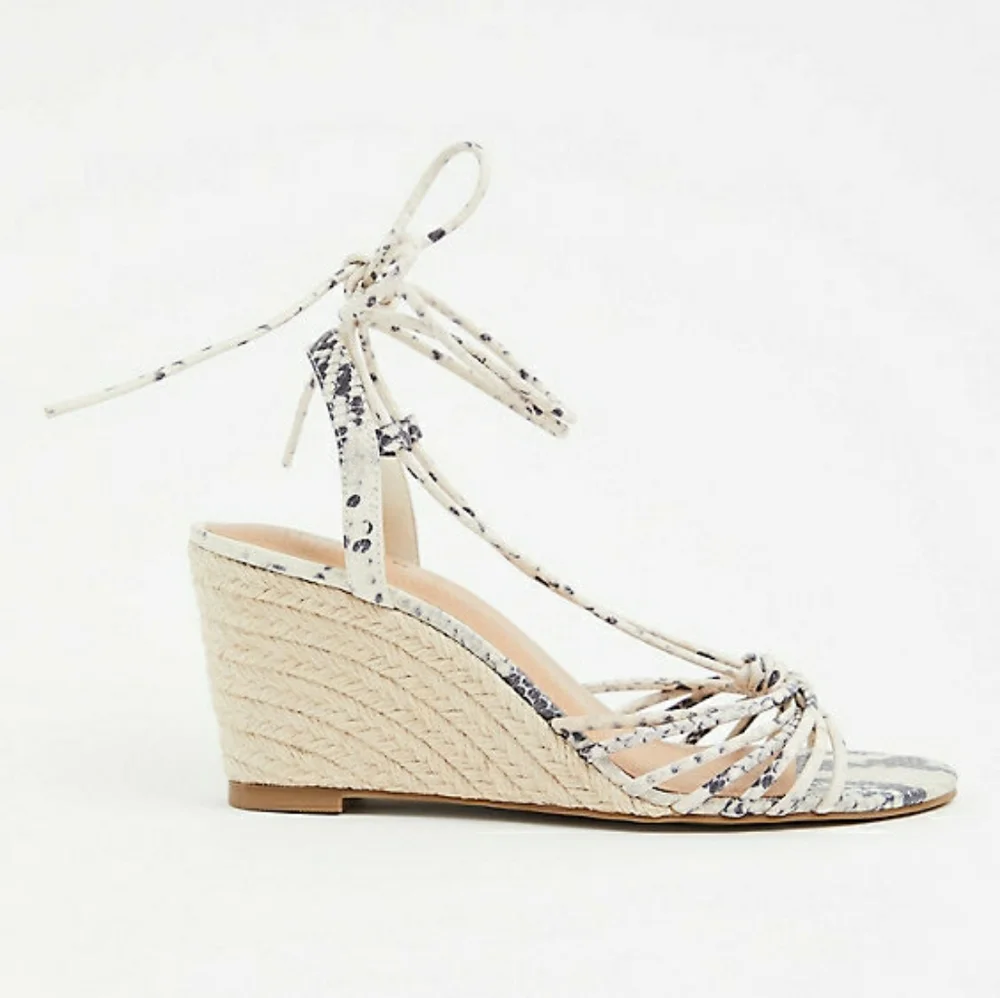 Torrid Snakeskin Print Faux Leather Ankle Wrap Wedges
